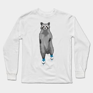 Racoon at Ice skating with Ice skates Long Sleeve T-Shirt